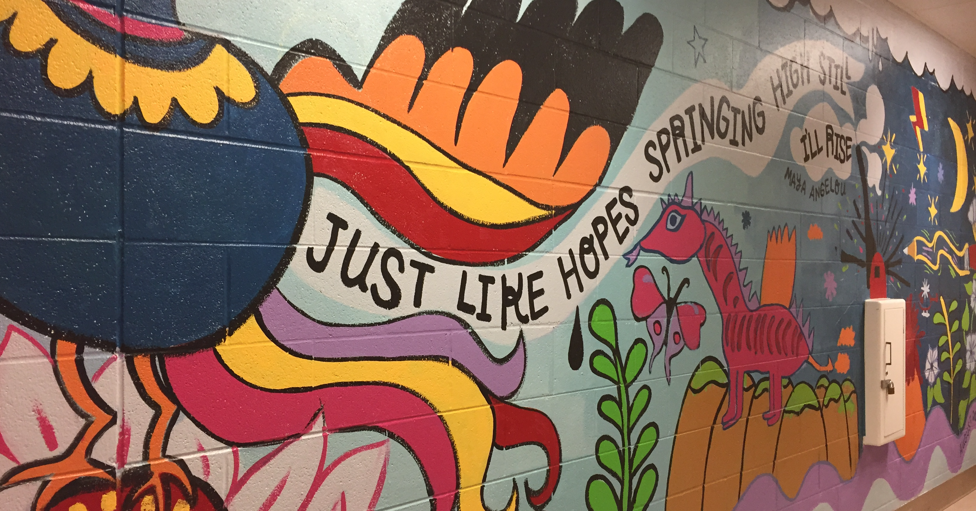 Madison Public Library's Bubbler Making Justice "Rise" mural residency with Lesley Anne Numbers