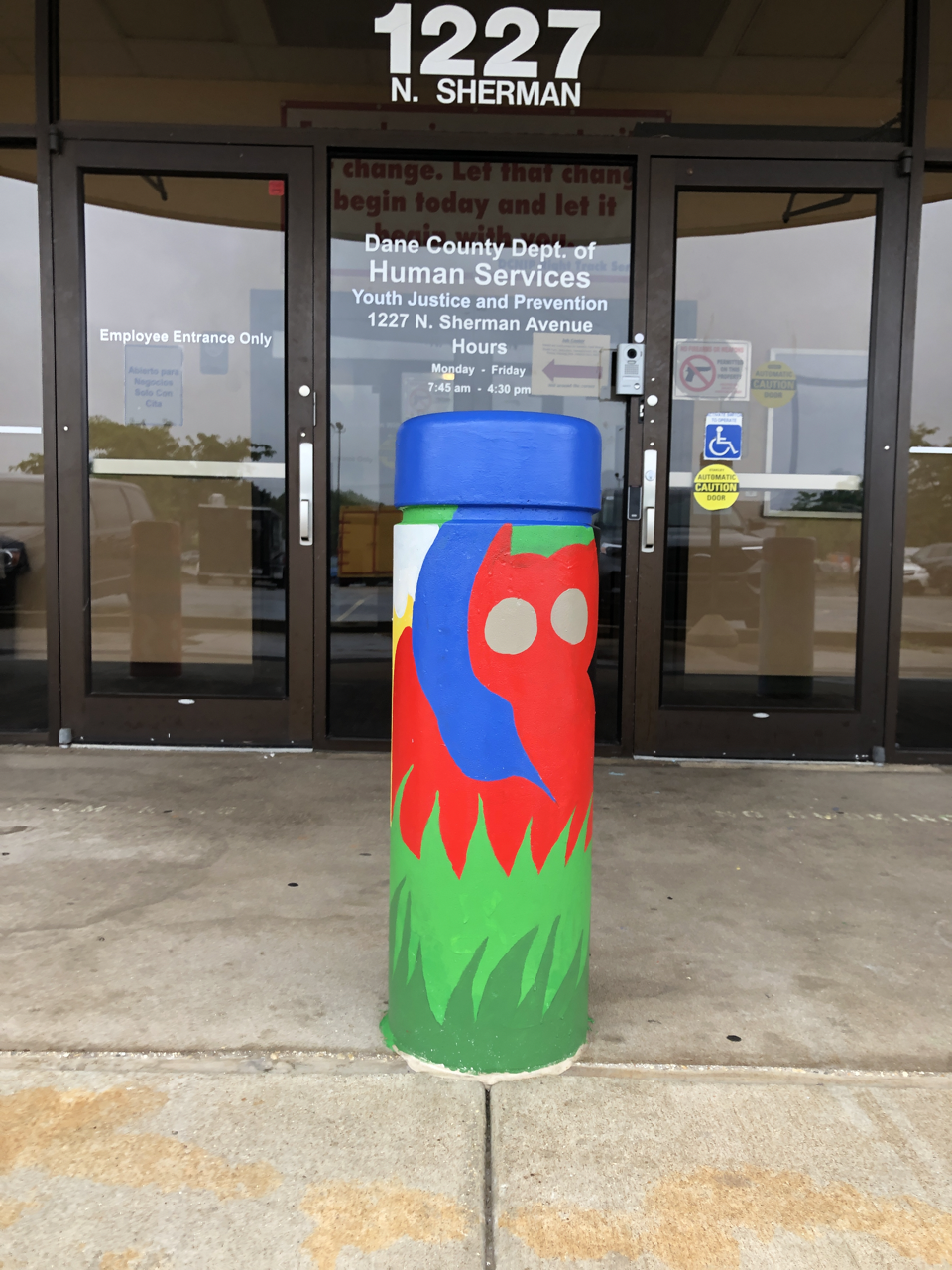 "Bollards" mural by Jerry Butler and teens at Youth Justice & Prevention