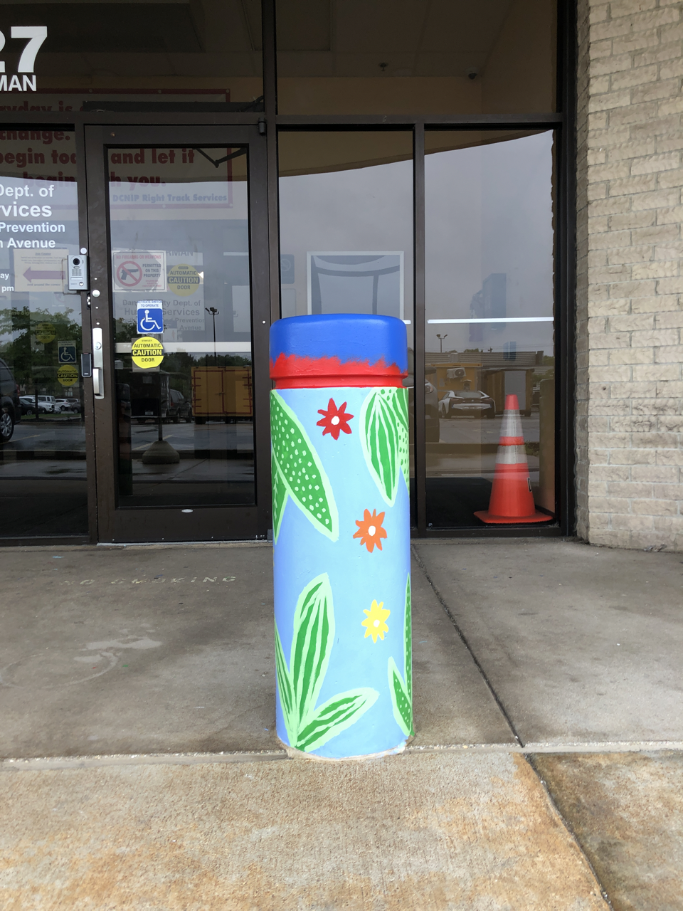 "Bollards" mural by Jerry Butler and teens at Youth Justice & Prevention