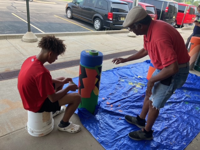 "Bollards" mural by Jerry Butler and teens at Youth Justice & Prevention